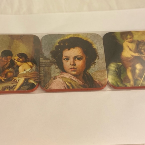 Vintage Baroque cherub art print Coasters Made in Spain MH Esteban Murillo - Picture 3 of 12